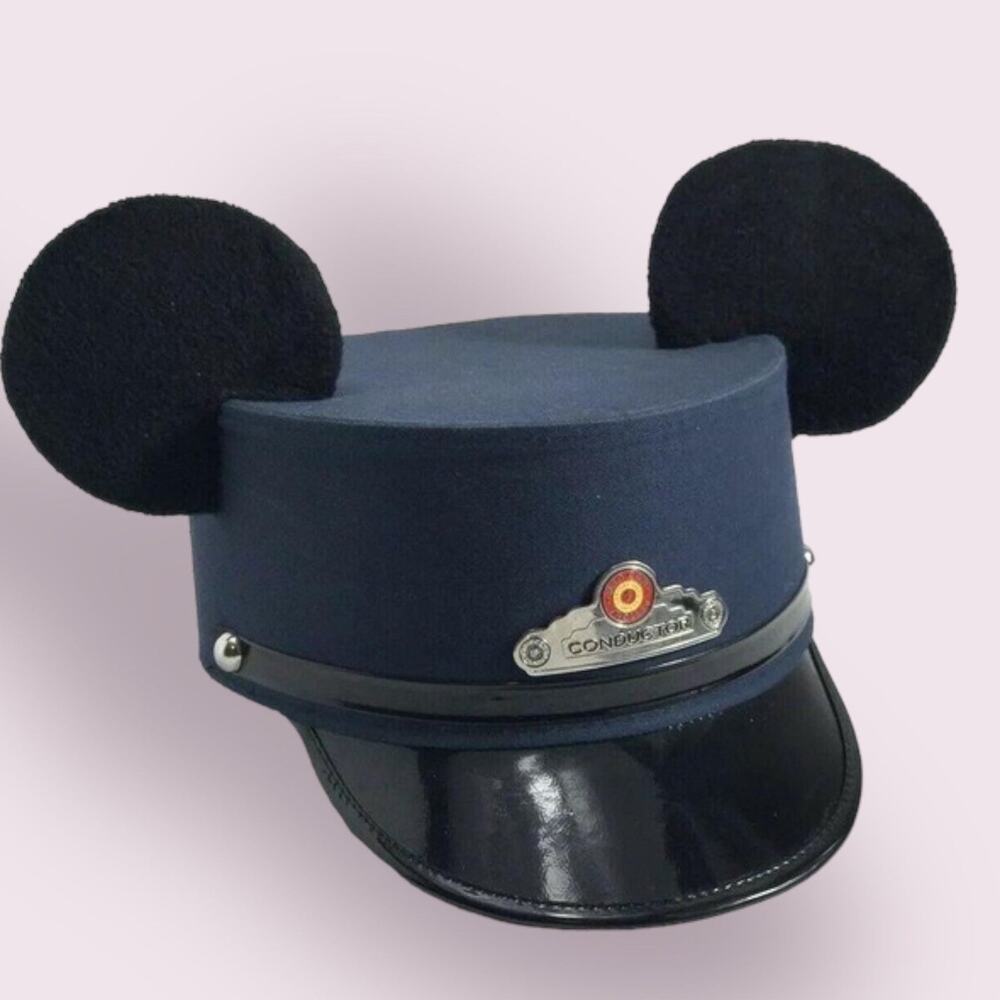 Disney Conductor Hat Mickey Mouse Ears ADULT L/XL Red Car Trolley Large